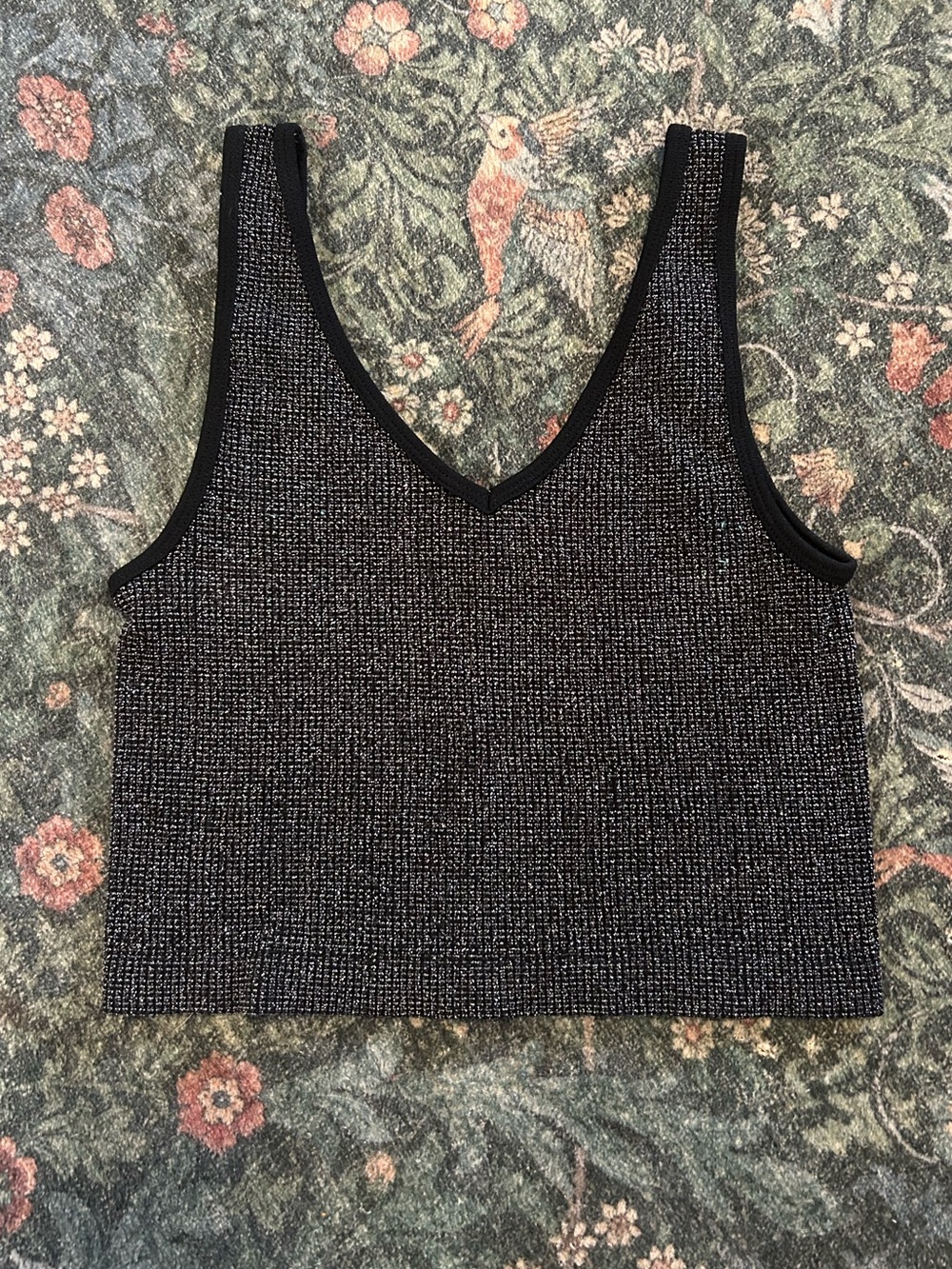 BKEssentials metallic brami black cropped tank top